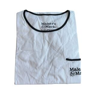 MAKER'S MARK WHITE CREW Neck Embroidered  POCKET T-SHIRT women’s medium